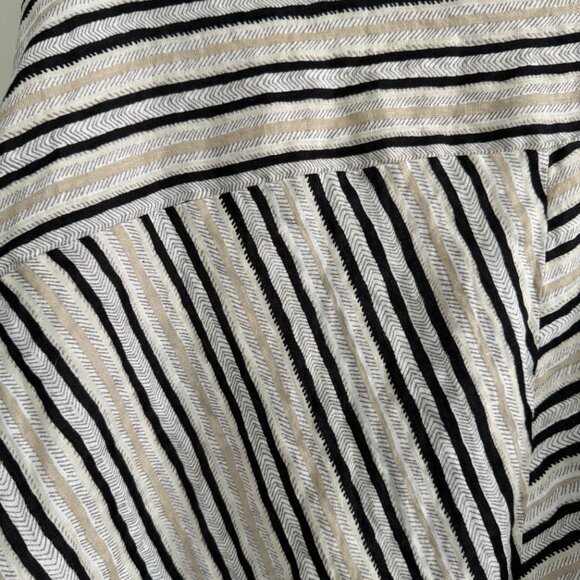 Black and Cream Pattern Midi Skirt Linen with Handkerchief Hem - Picture 3 of 4